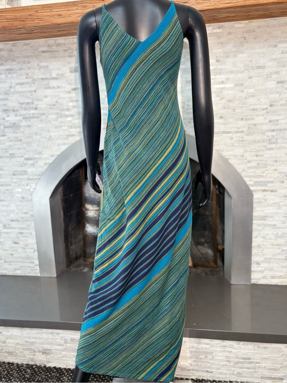 Vintage 90s Compliance Alliance By Shelli Segal Striped Maxi Column Dress - Picture 3 of 6